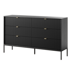 NOWOCZESNA KOMODA RYFLOWANA LAMELO LA8 CZARNY- PÓŁPROFIL